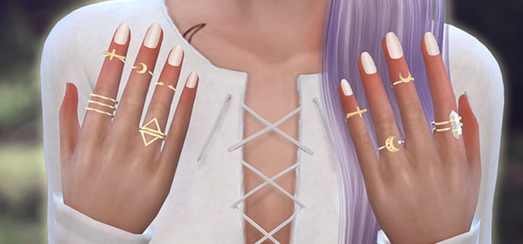 Nails 1 Accessory CC - custom rings in TS4