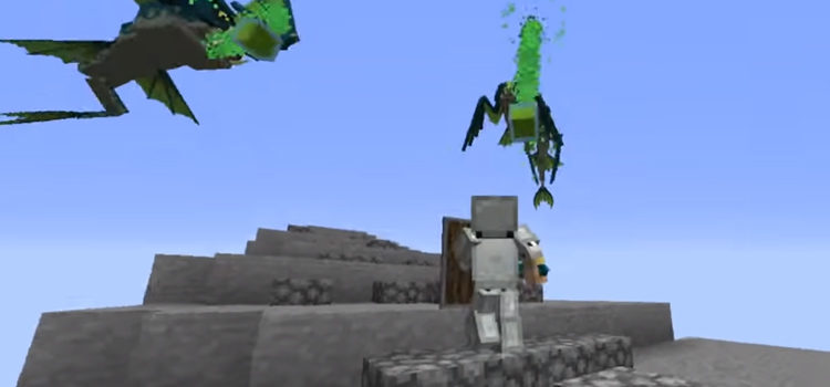 Dark Souls Character Battling Dragons in Minecraft