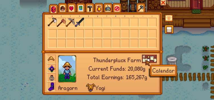 UI Info Suite Panel in Stardew Valley (Modded)