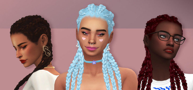 Zara Cornrow Hair CC for TS4 (Maxis Match)