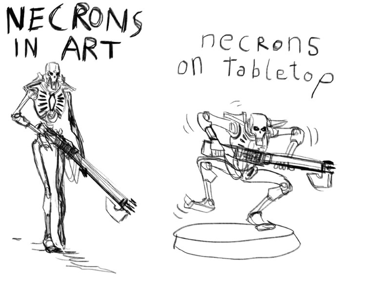 Necrons in Art vs Necrons on tabletop