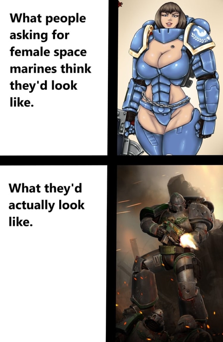 What people want in female space marines vs what they get