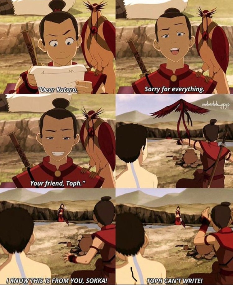 Dear Katara, sorry for everything, Toph. joke meme