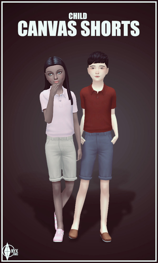 Child Canvas Shorts / Sims 4 CC