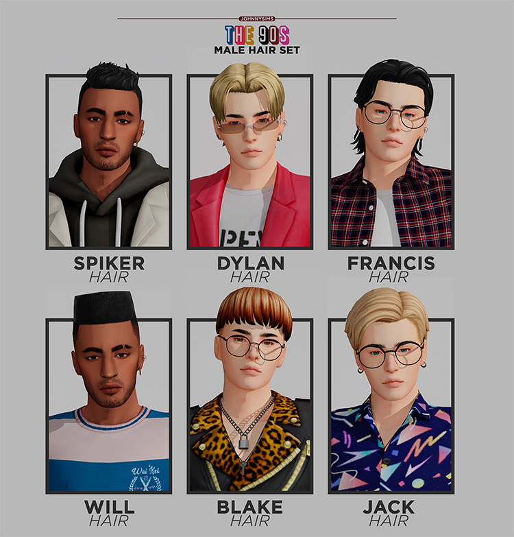 The 90s Male Hair Set / TS4 CC