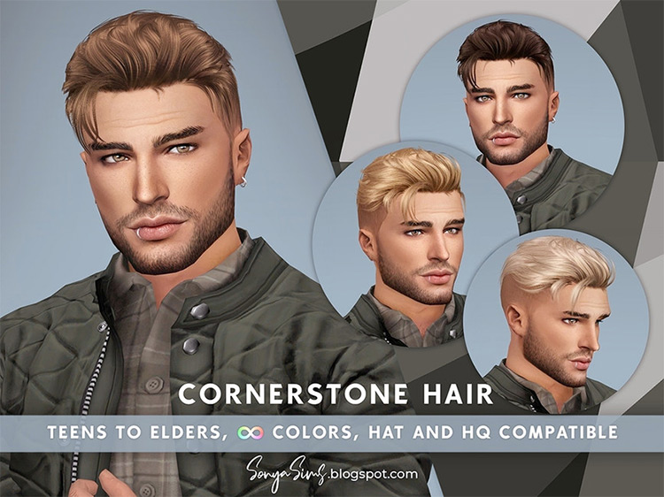 Cornerstone Hair for Men (Alpha) / Sims 4 CC