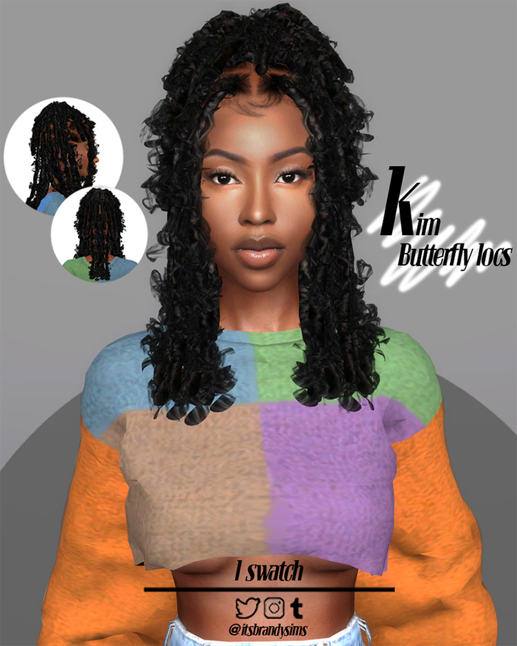 Kim Butterfly Locs / Sims 4 CC